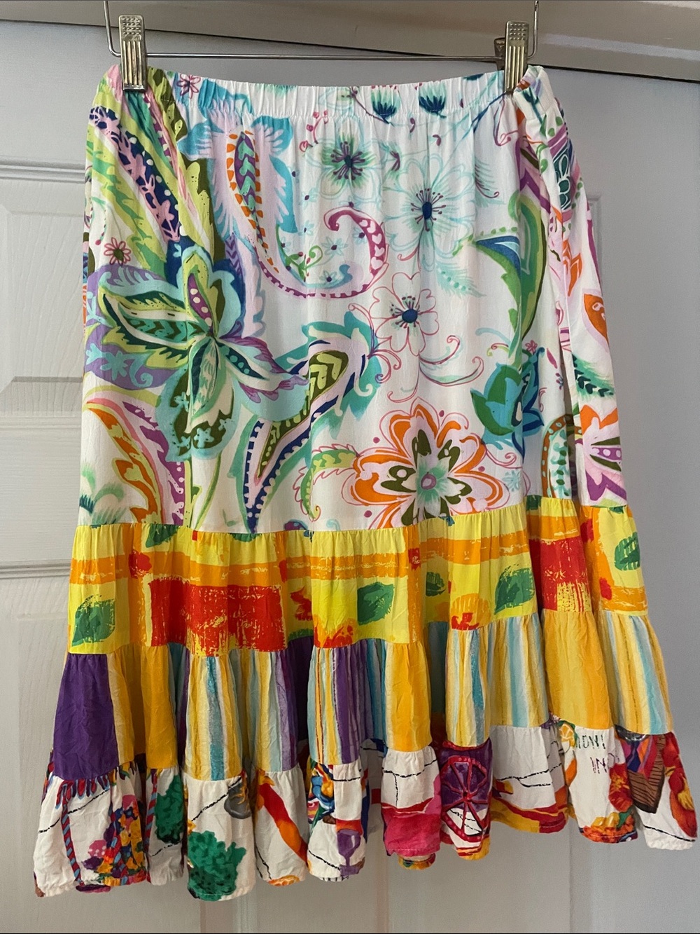 Jams World 50 Years Multicolor Floral Tiered Skirt - Vibrant Print Skirt - XL